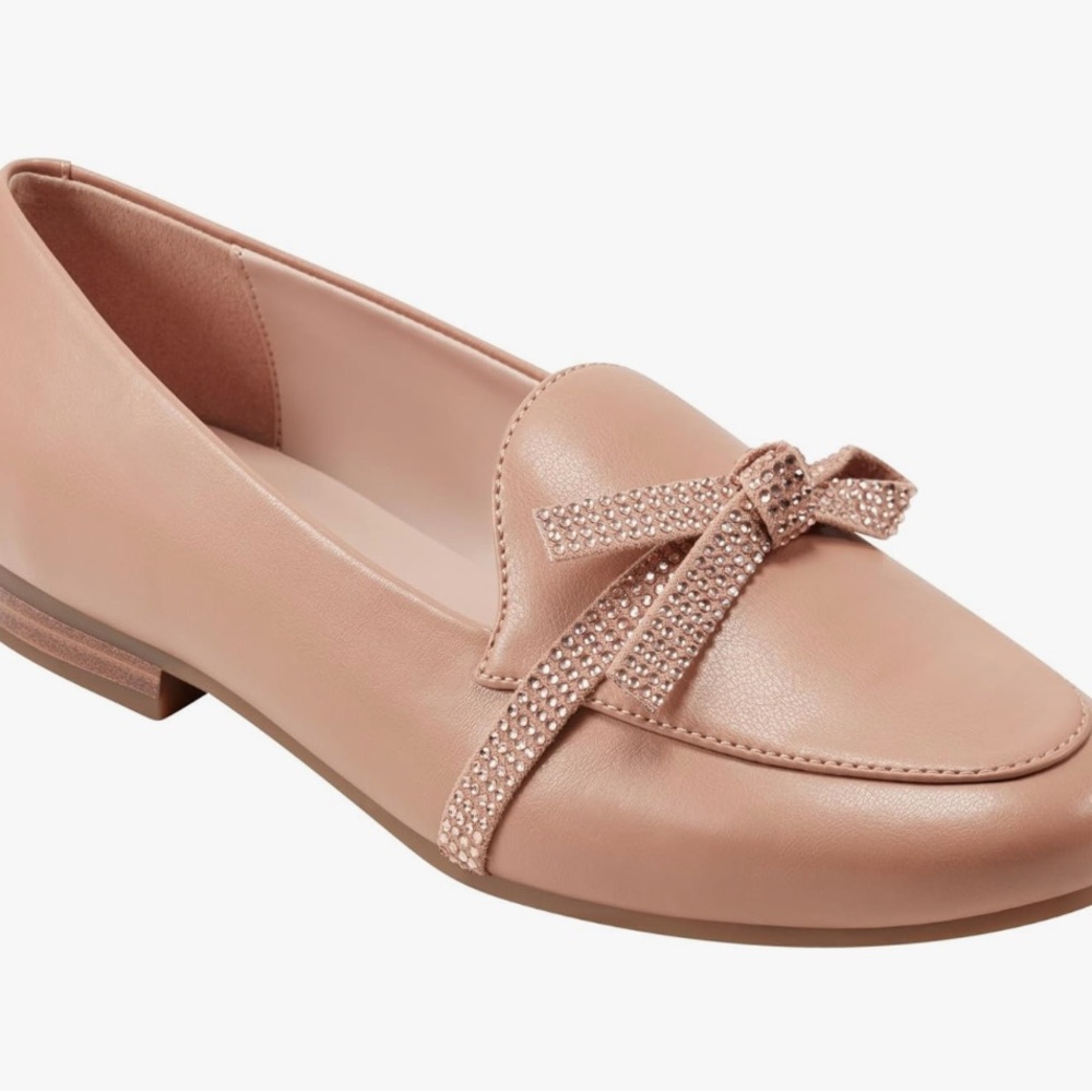 Bandolino Women's Pink Loafers with Bow Accent